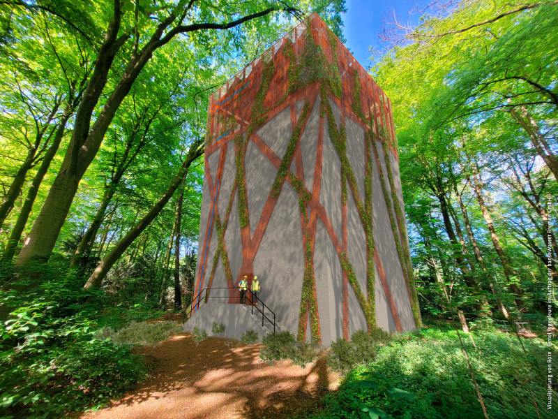 Visualisierung des Bunkers im Bremer Bürgerpark von vorne