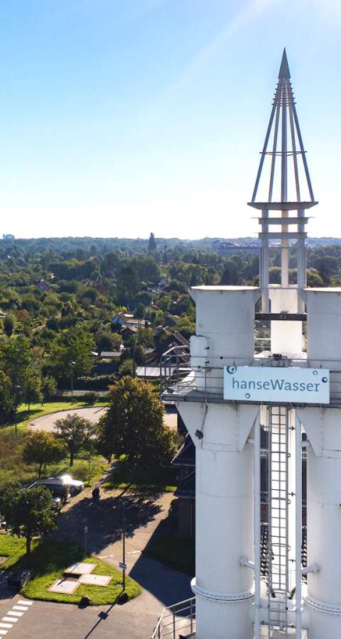 Panoramaaufnahme über Bremen mit dem findorffer "Wasserschloss§ im Vordergrund